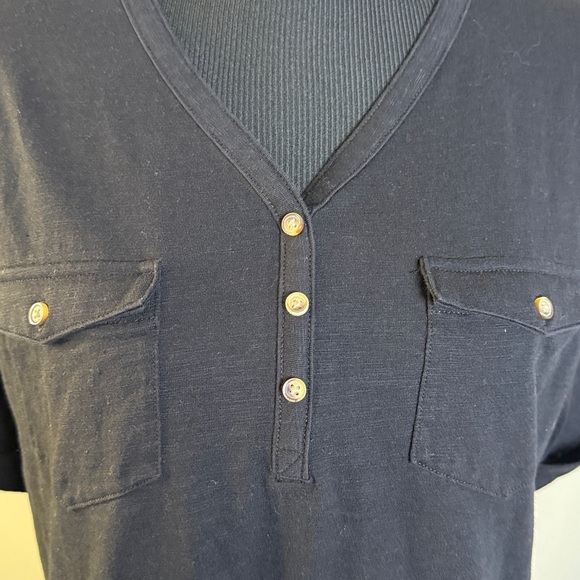 Croft & Barrow Black Henley Style V-Neck Tee Sz XL - Picture 4 of 6